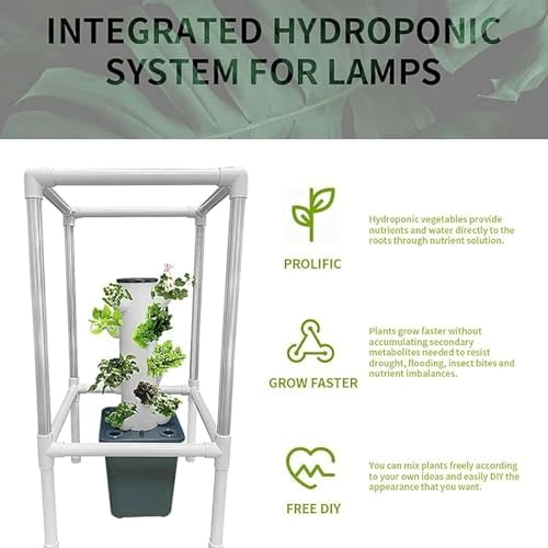 Hydroponics Growing 25 Pods Hydroponics Tower with LED Grow Light Vertical Garden Planter Plant Germination Kit Aeroponics Growing Kit w
