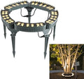 12W LED Ring Lights for Tree Roots Uplighting IP65 Waterproof Outdoor Landscape Lighting Kit 1160LM 24V Wired Garden Spotlights (3000K 5 Lights)