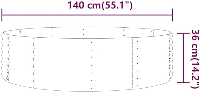 Galvanised Steel Round Raised Garden Planter 55x55x14 Grey Durable Outdoor Patio Raised Bed for Vegetables Herbs &amp Flowers Modern Planter Box for Balcony Lawn &amp Backyard Use