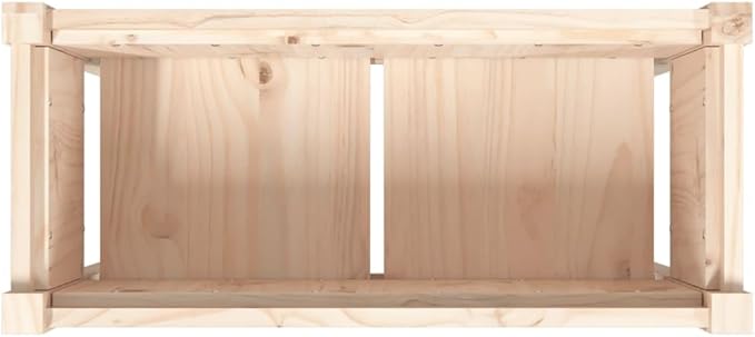 Rectangular Garden Planter Natural Solid Pine Wood 27.6x27.6x27.6 Inch Rustic Finish Outdoor Raised Garden Bed for Patio Balcony