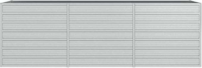 vidaXL Rectangular Garden Raised Bed - Versatile Galvanized Steel Planter Pot - DIY Friendly - Large Outdoor Flower/Herb/Vegetable Bed - Easy Assembly - Durable &amp Weather-Resistant - Silver Finish