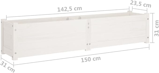 vidaXL 2-Piece Garden Raised Beds in White Solid Pinewood Constructed Ideal for Outdoors Spacious Flower Boxes Easy Assembly Required