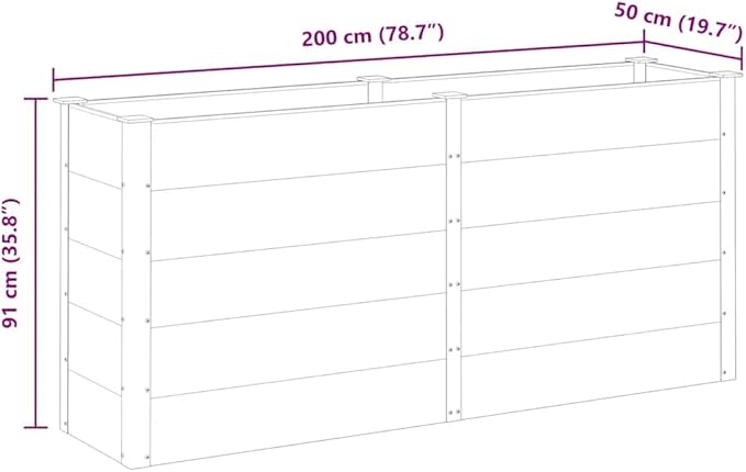 Garden Raised Bed Grey Wood Plastic Composite (WPC) Steel Large Gardening Pots &amp Planters 318096