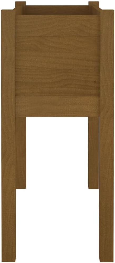 Pinewood Garden Planter Set of 2 Honey Brown Stained Outdoor Rectangular Raised Bed for Flowers 27.6x27.6x27.6 in