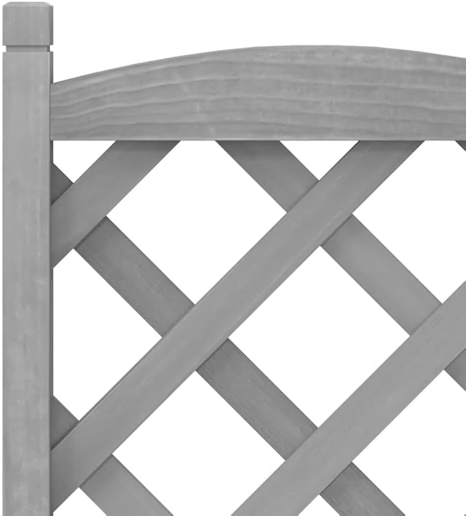 Grey Solid Fir Wood Planter with Trellis 11.8x15.7x38.4 in Rectangular Raised Garden Bed on Wheels Outdoor Indoor Planter Box for Climbing Plants