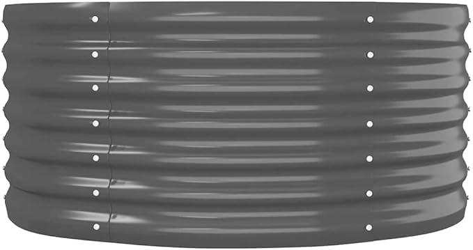 Anthracite Powder-Coated Steel Garden Raised Bed Oval Outdoor Planter Box for Vegetables Herbs Flowers 59.8x31.5x14.2 Inch Durable Metal Garden Bed