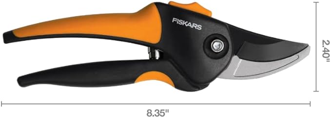 Fiskars 384490-1002 Garden Scratch Tool Set with Shovel Hand Rake and Spade for Weed Removal Digging Gardening Black/Orange &amp 79436997J Softgrip Bypass Pruner Black/Orange Small