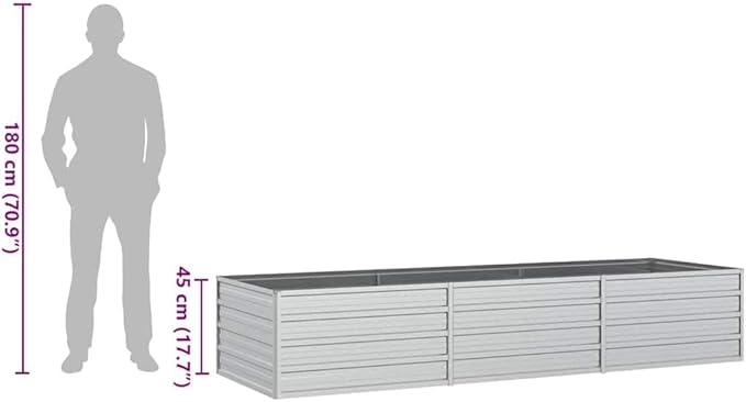 Garden Raised Bed Silver Galvanized Steel 94.5x31.5x17.7 Inch Large Outdoor Planter for Vegetables Herbs Flowers Durable Metal Kit