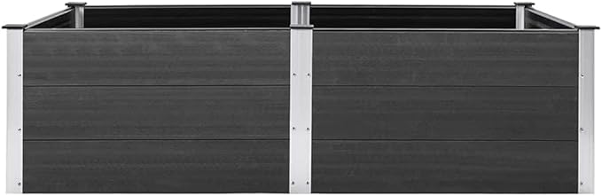 Large Grey Wood Plastic Composite Raised Garden Bed Durable Outdoor Planter Box for Vegetables Herbs Flowers 78.7x39.4 Inch Rectangular Gardening Solution