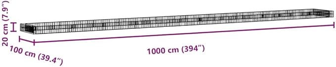 Gabion Raised Bed Silver Galvanized Steel Extra Long Durable Planter for Outdoor Plants Garden Bed 39.4 x 39.4 x 7.9 Inches