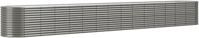 Grey Oval Raised Garden Bed with Powder-Coated Steel Frame for Outdoor Planters Durable Weather-Resistant Planter Box for Vegetables Herbs Flowers on Patio