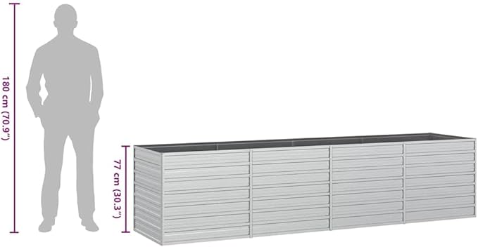 Galvanized Steel Raised Garden Bed 126x31.5x30.3 Inch Large Silver Outdoor Planter for Vegetables Herbs Flowers Durable Metal Garden Beds