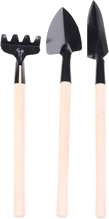 Mini Garden Tool Set 2/3PCs/Set Shovel Rake Plng Tools Combination Home Gardening Tool Set Balcony Home-Grown Mini Digging Suits(Natural)