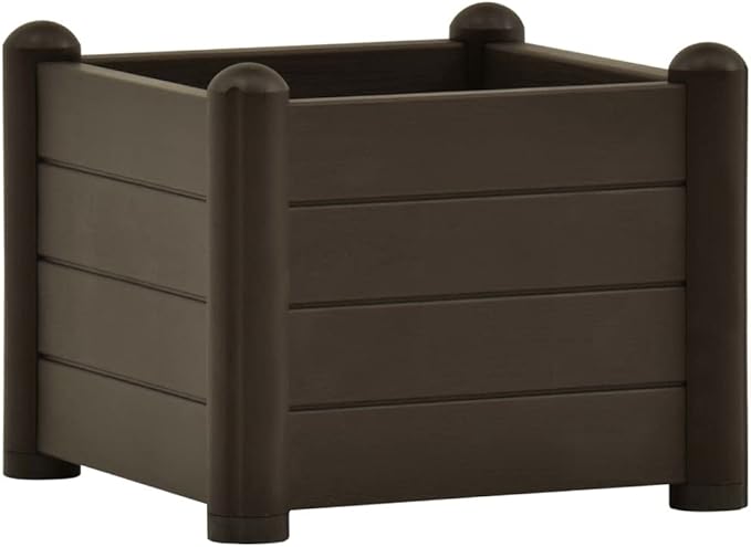 Raised Garden Bed PP Mocha 16.9x16.9x13.8 UV Weather Frost Resistant Planter Box for Outdoor and Indoor Use Large Raised Bed Garden for Vegetables and Flowers
