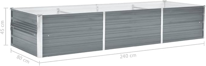 Outdoor Garden Raised Bed Galvanized Steel Metal Outdoor Garden Raised Planter Box for Flowers Vegetables Fruits Herbs Gray 94.5x31.5x17.7