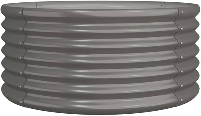 Large Round Raised Garden Planter 31.5x14.2 Galvanized Steel Outdoor Flower Bed 61 Gal Container for Balcony Patio Herb Vegetable Gardening