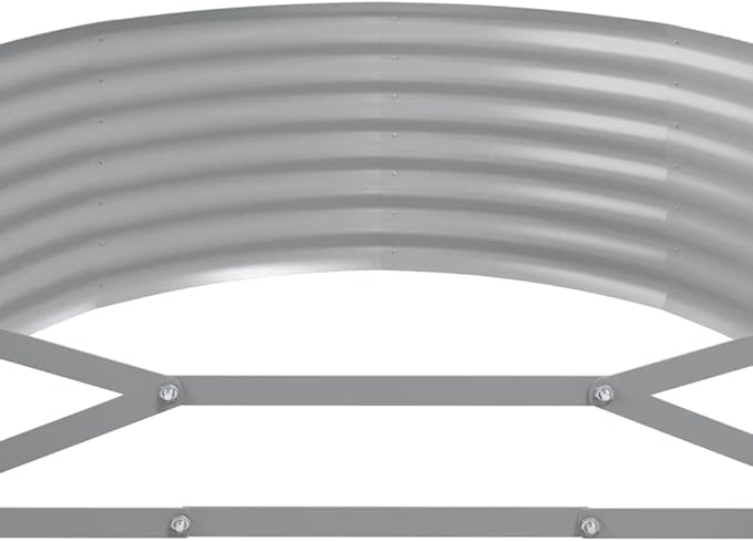 vidaXL Spacious Patio Raised Planting Bed Oval Shape Powder-Coated Steel Weather-Proof Indoor &amp Outdoor Use Assembly Required Large Size – 199.6 L x 39.4 W x 14.2 H Gray
