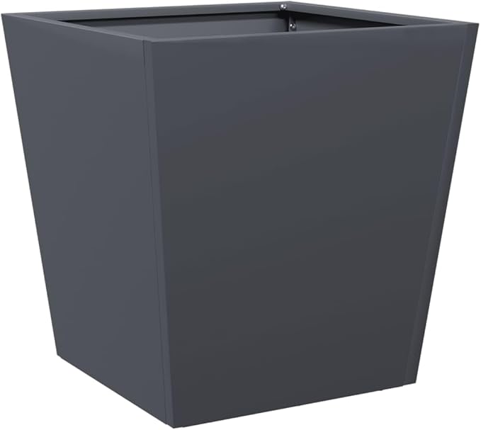 2-Pack Anthracite Steel Square Raised Planters 15.7 in Durable Cold-Rolled Elevated Garden Beds Outdoor for Balcony Patio &amp Yard