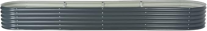 Raised Garden Bed Kit for Vegetables Flower Galvanized Metal Planter Boxs Large Garden Bed Metal Plant Stakes 157.5x31.5x17.3 Galvanized Steel Gray