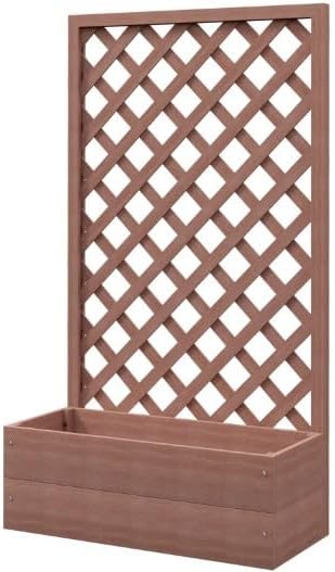 Vertical Vine Garden System Wooden Raised Bed with Integrated Trellis &amp Drainage Complete Climbing Plant Solution for Patios &amp Small Spaces