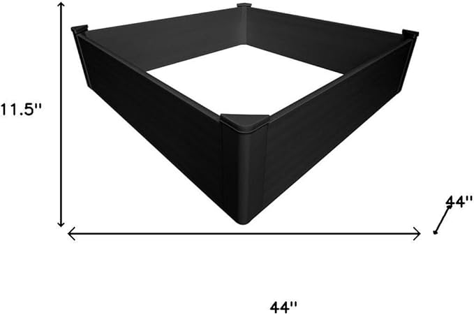 HomeRoots 44 X 44 Black Heavy Duty Plastic Square Raised Garden Bed