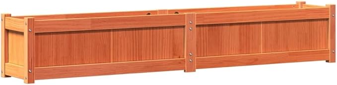 Garden Planter Wax Brown Solid Pine Wood 71x71x12.2 Inch Outdoor Raised Garden Bed for Vegetables Flowers Herbs Patio Decking