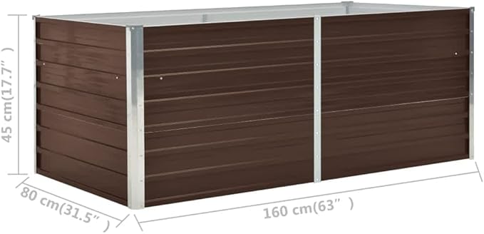 YAFF Large Brown Galvanized Steel Raised Garden Bed – Durable Weather-Resistant Metal Planter for Vegetables &amp Flowers Easy to Assemble 63x31.5x17.7 with a Modern Aesthetic for Outdoor Spaces
