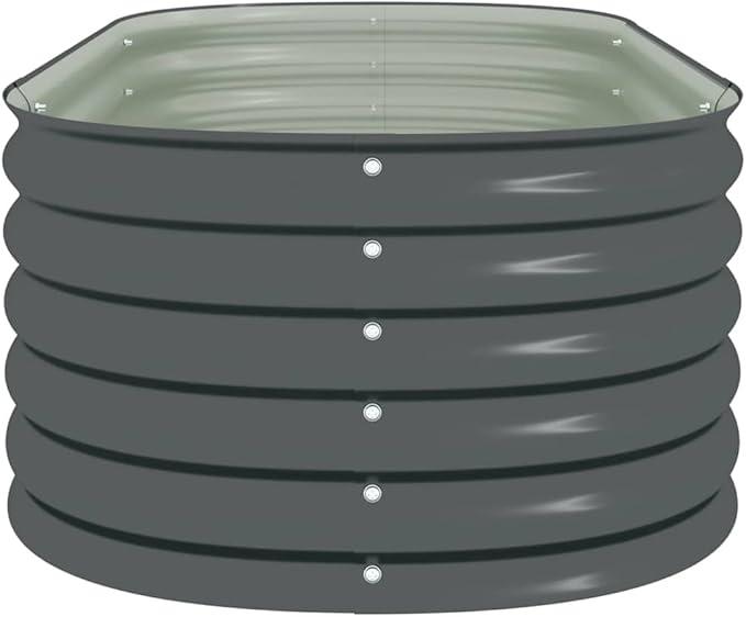 Garden Raised Bed 63x31.5x17.3 Galvanized Steel Gray Lawn Planters