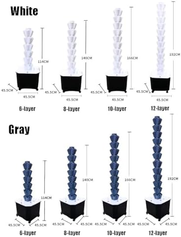 Aeroponic Garden Tower for Herbs Fruits and VegetablesHydroponics Growing Sys-TEM KitVertical Hydroponic Tower GardenIndoor Hydroponic Growing Sys-TEMWhite-10LAYERS