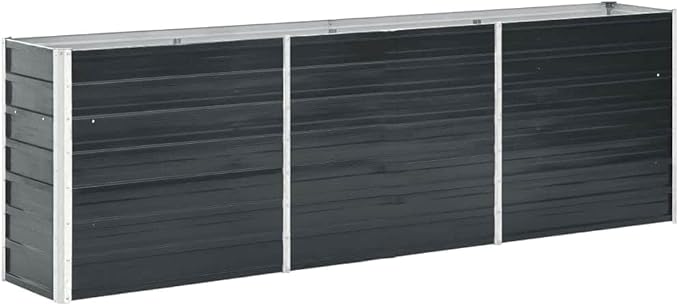 Galvanized Raised Garden Bed 94.5x15.7x30.3 Metal Planter Box Anthracite Steel for Herbs Vegetables on Patio Balcony Yard