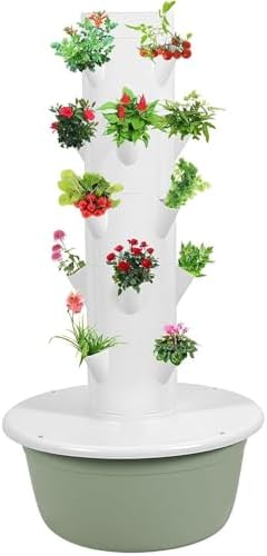 Hydroponics Growing System Tower - Indoor Vertical Garden Planter Kit with Pump and Movable Water Tank 5 Layer Hydroponics System for Smart Gardening