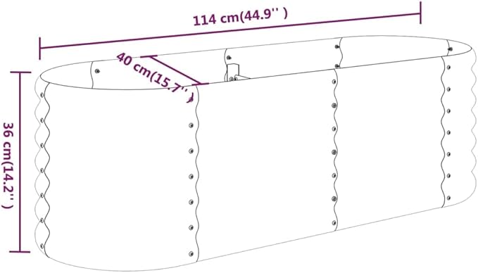 Garden Raised Bed Powder-Coated Steel 44.9x15.7x14.2 SilverWeight:8.2lbs318867
