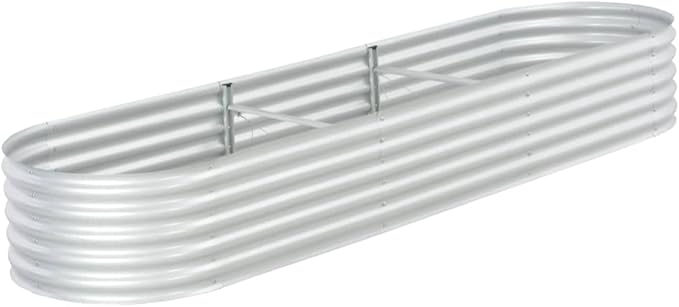 SKM Garden Raised Bed 320x80x44 cm Galvanised Steel Silver (Weight-26KG)