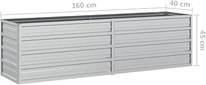 YAFF Garden Raised Bed 63x15.7x17.7 Galvanized Steel SilverSilver