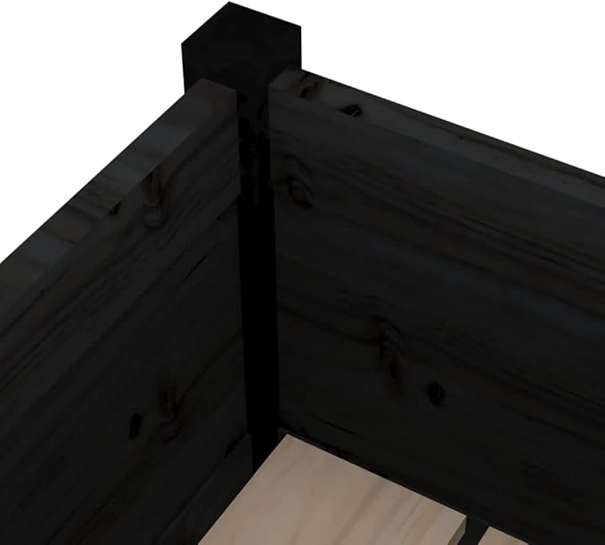 Rectangular Garden Planter Solid Pinewood Matte Black Finish 27.6 Outdoor Raised Garden Bed for Plants Patio Deck