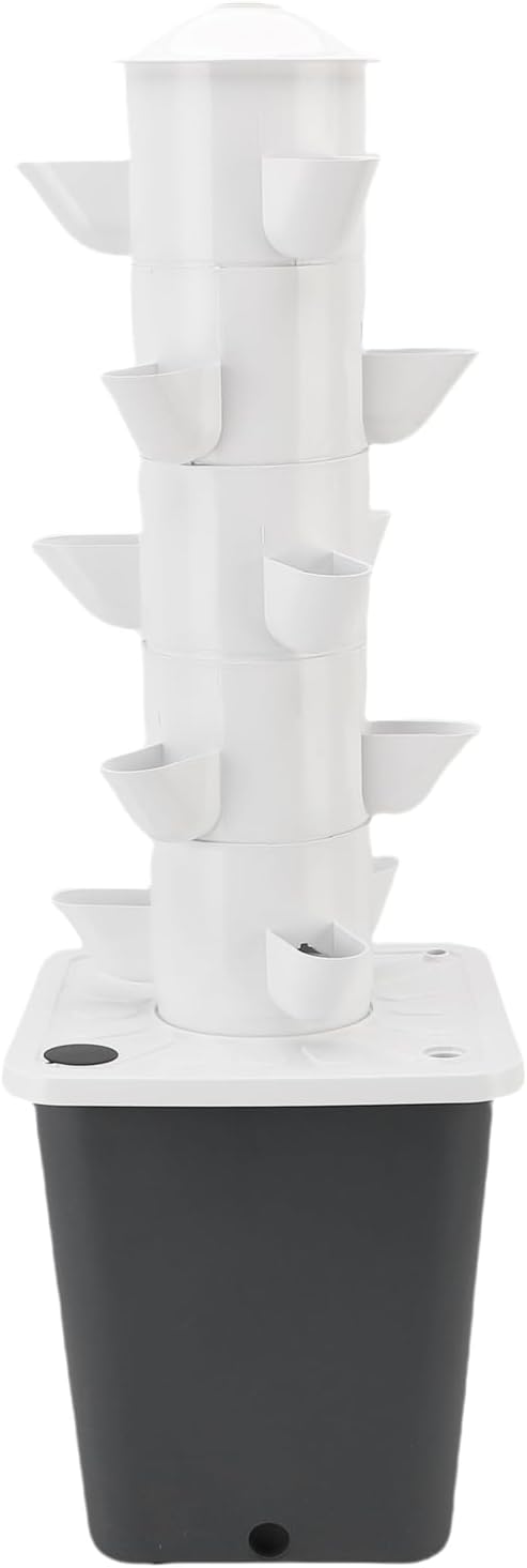 Vertical Hydroponic Tower 15 Holes 10L Water Tank Space Saving Vertical Planting Tower for Home School Indoor Gardening ABS Material