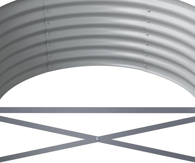 116.5'' Grey Oval Raised Garden Bed Extra Large Powder-Coated Steel Planter Box for Patio Balcony Outdoor Vegetable Flower Bed Gardening