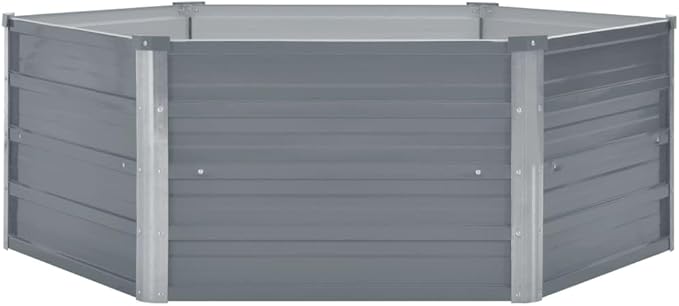 Hexagonal Raised Garden Bed Galvanized Steel 50.8x50.8x18.1 in Modern Grey Planter Box Foldable for Vegetables Flowers Outdoors Patio Yard