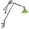 Clip Mount Plant Growing Stand Socket Light E26 Base 15Ft Timer Switch Cord Adjustable Length Green Shade for Indoor Desk Or Shelf Plants(No Bulb)