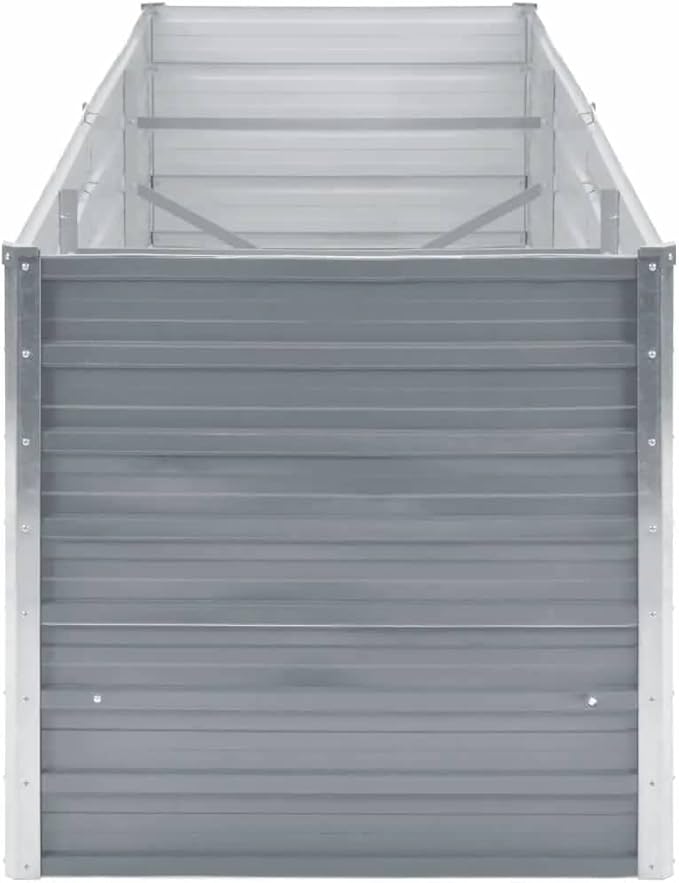 Garden Raised Bed Galvanized Steel 94.5x31.5x31.3 Gray