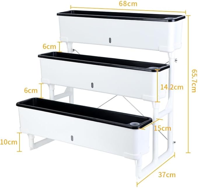 3-Tier Raised Garden Bed Planter Kit Indoor Outdoor Vertical Planter Set Rectangular Self Watering Flower Plant Pots for Gardening Enthusiasts(Green)