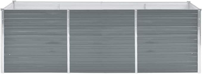 Raised Garden Bed Grey Galvanized Steel 94.5x31.5x30.3 in Sturdy Outdoor Planter Box for Vegetables Herbs Flowers