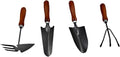 HEMOTON 4pcs Mini Garden Tool Set with Thicken Iron Spade and Wooden Handles Compact Gardening Hand Tools for Planting Weeding and Lawn Care