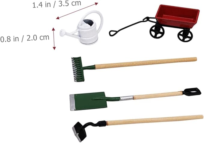 4 Sets Mini Gardening Tool Model Charming Mini House Garden Decor Accessory for Fairy Garden Kit for Dollhouse and Micro Landscape DIY Fun