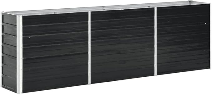 Raised Garden Bed Galvanized Steel 94.5x15.7x30.3 Anthracite Metal Outdoor Planter Elevated Garden Bed Flower Bed Vegetable Garden Planter for Patio Balcony and Garden