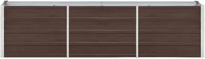 vidaXL Garden Raised Bed Galvanised Steel Rectangular Garden Planter for Flowers and Planters Bottomless Raised Flower Bed Weather-Resistant Brown 94.5x15.7x17.7