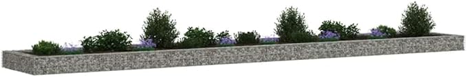 Gabion Raised Bed Silver Galvanized Steel Extra Large Planter Box for Outdoor Plants 236.2 x 39.4 x 7.9 Inch Garden Bed
