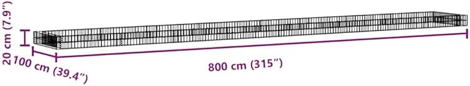 Gabion Raised Bed Silver Galvanized Steel Large 315x39.4 Durable Outdoor Planter for Garden Patio &amp Herbs