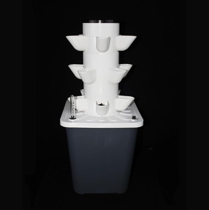 Hydroponics Tower Garden PVC Vegetables Plant Growing Systems with Timer and 10L Water Tank for Indoor Herbs Fruits and Vegetables for Home Office Placed in Any Pla