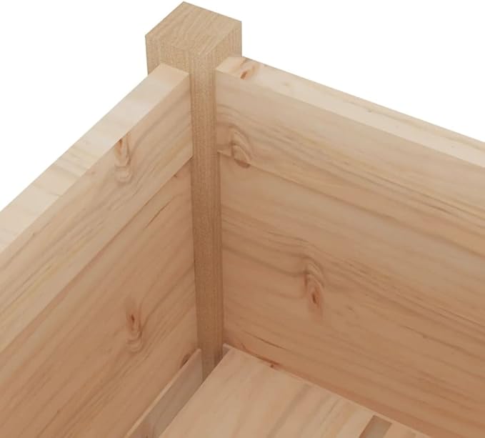 Wooden Raised Planter Box 12.2 x 12.2 x 27.6 in Solid Pine Elevated Garden Bed Rustic Outdoor Flower Boxes for Patio Balcony
